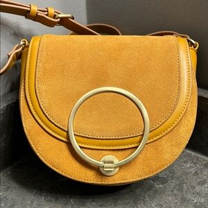 Zara Basics Chic Mustard Crossbody Bag with Gold Ring